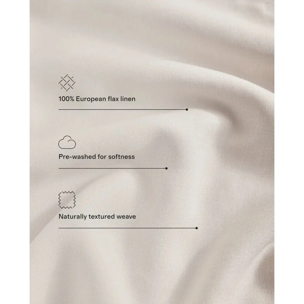 Quince European Linen Sheet Set King White 100% Flax Linen NWT $204 Retail